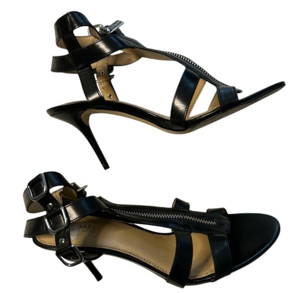 Michael Kors black, high heel sandal with front zipper, size 7. - Picture 3 of 6